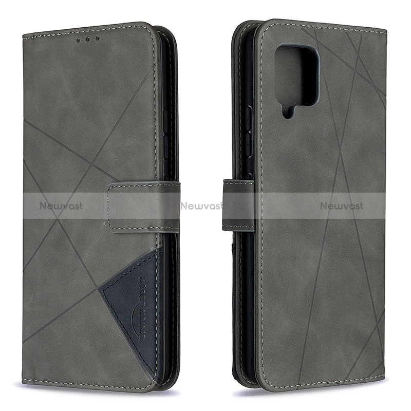 Leather Case Stands Flip Cover Holder B08F for Samsung Galaxy A42 5G Gray