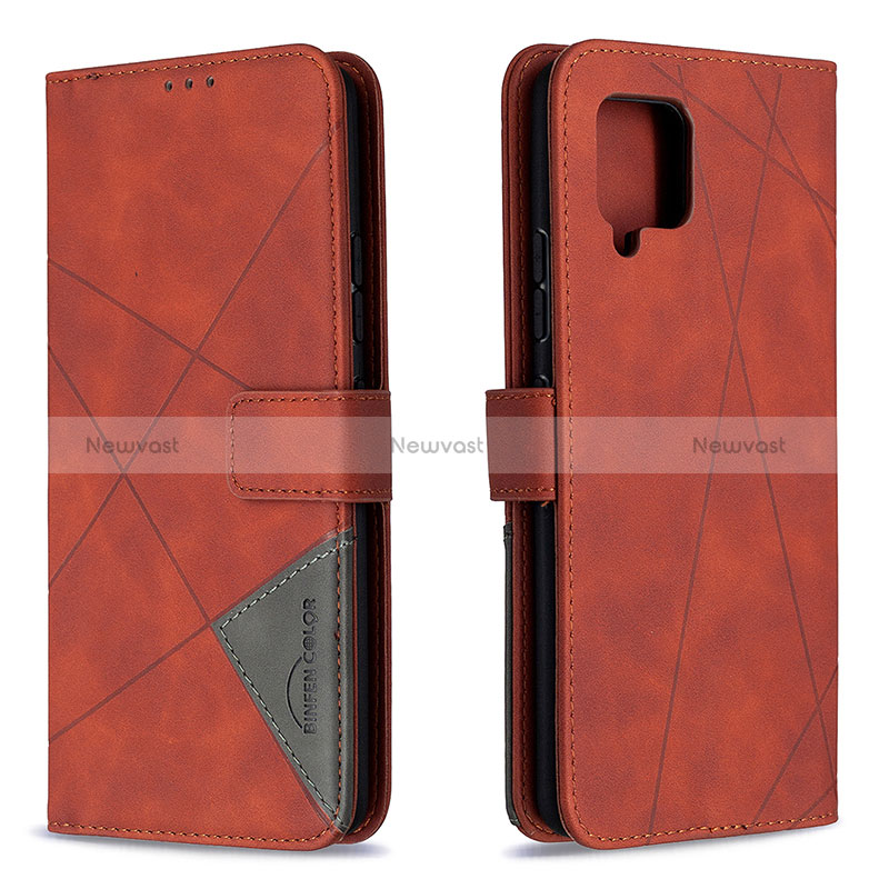 Leather Case Stands Flip Cover Holder B08F for Samsung Galaxy A42 5G Orange