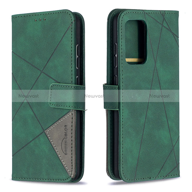 Leather Case Stands Flip Cover Holder B08F for Samsung Galaxy A52 4G Green