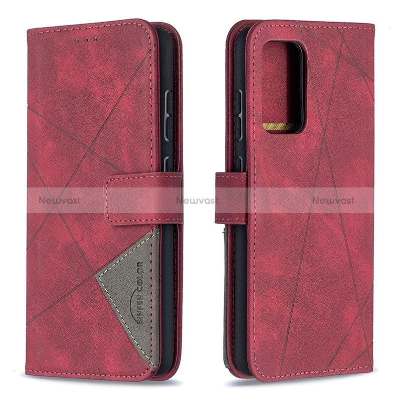 Leather Case Stands Flip Cover Holder B08F for Samsung Galaxy A52 5G Red