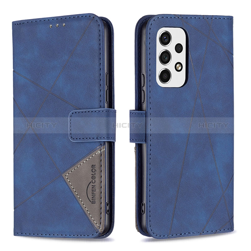 Leather Case Stands Flip Cover Holder B08F for Samsung Galaxy A53 5G Blue