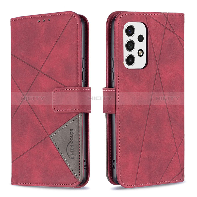 Leather Case Stands Flip Cover Holder B08F for Samsung Galaxy A53 5G Red