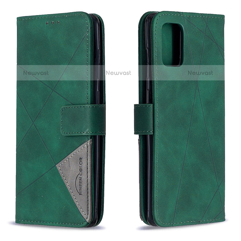 Leather Case Stands Flip Cover Holder B08F for Samsung Galaxy A71 4G A715 Green