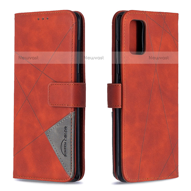 Leather Case Stands Flip Cover Holder B08F for Samsung Galaxy A71 4G A715 Orange