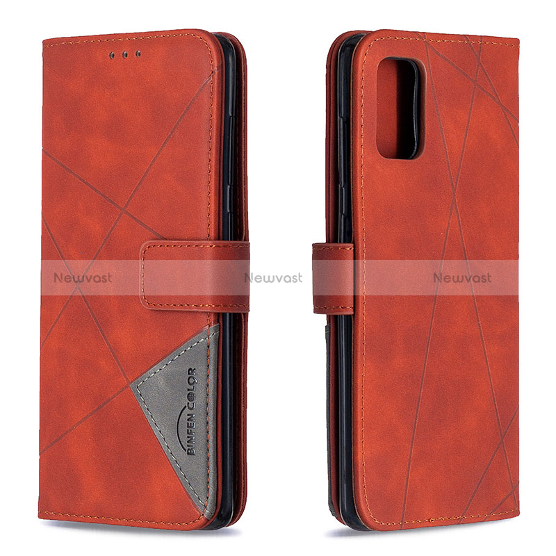 Leather Case Stands Flip Cover Holder B08F for Samsung Galaxy A71 5G Orange