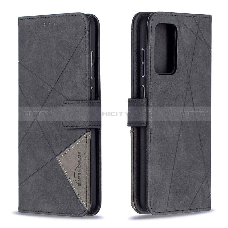 Leather Case Stands Flip Cover Holder B08F for Samsung Galaxy A72 4G Black