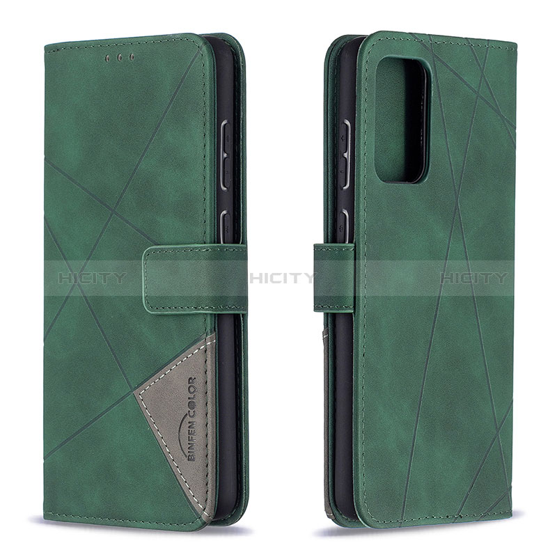 Leather Case Stands Flip Cover Holder B08F for Samsung Galaxy A72 4G Green