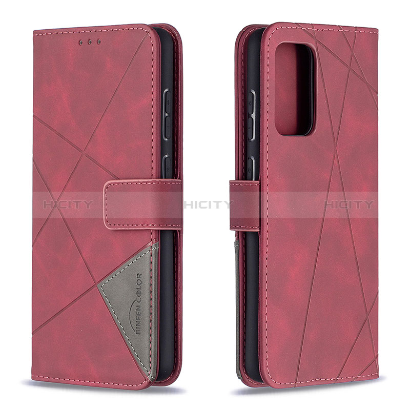 Leather Case Stands Flip Cover Holder B08F for Samsung Galaxy A72 4G Red