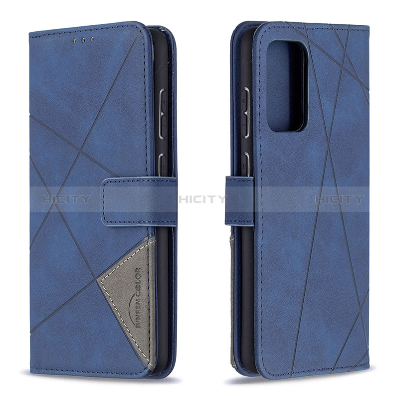 Leather Case Stands Flip Cover Holder B08F for Samsung Galaxy A72 5G Blue