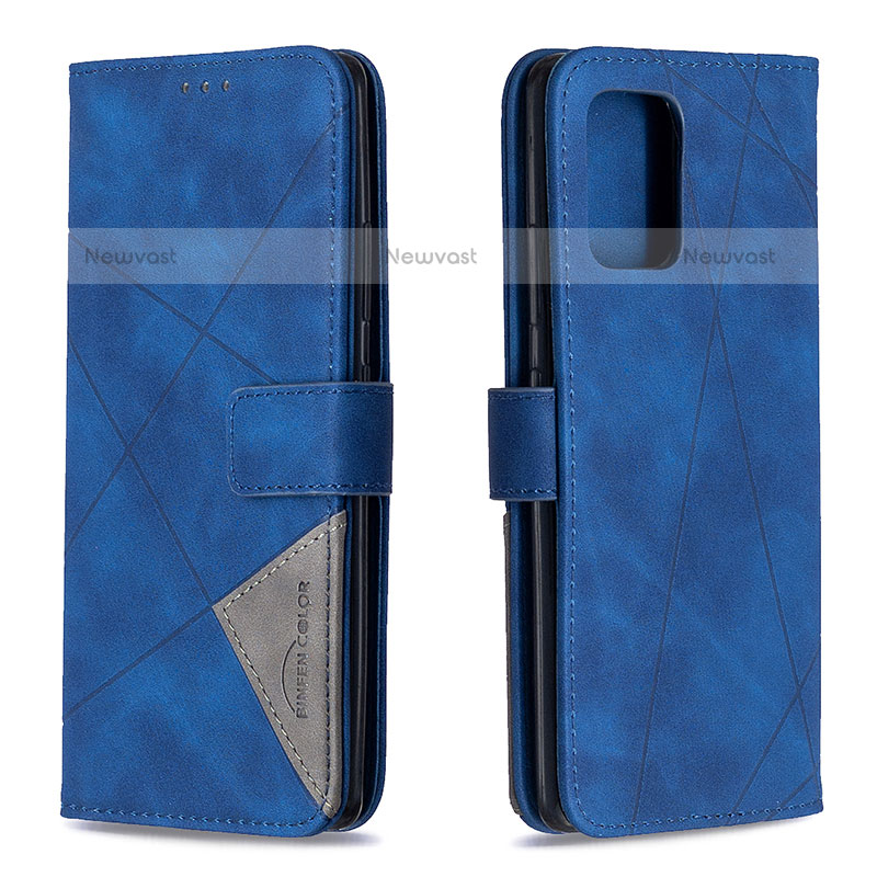 Leather Case Stands Flip Cover Holder B08F for Samsung Galaxy A91 Blue