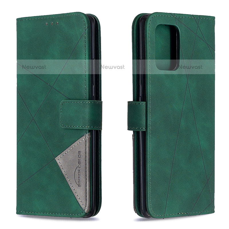 Leather Case Stands Flip Cover Holder B08F for Samsung Galaxy A91 Green