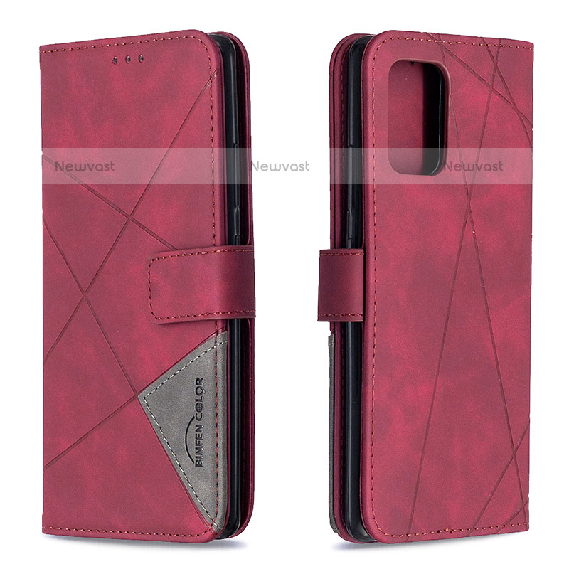 Leather Case Stands Flip Cover Holder B08F for Samsung Galaxy A91 Red