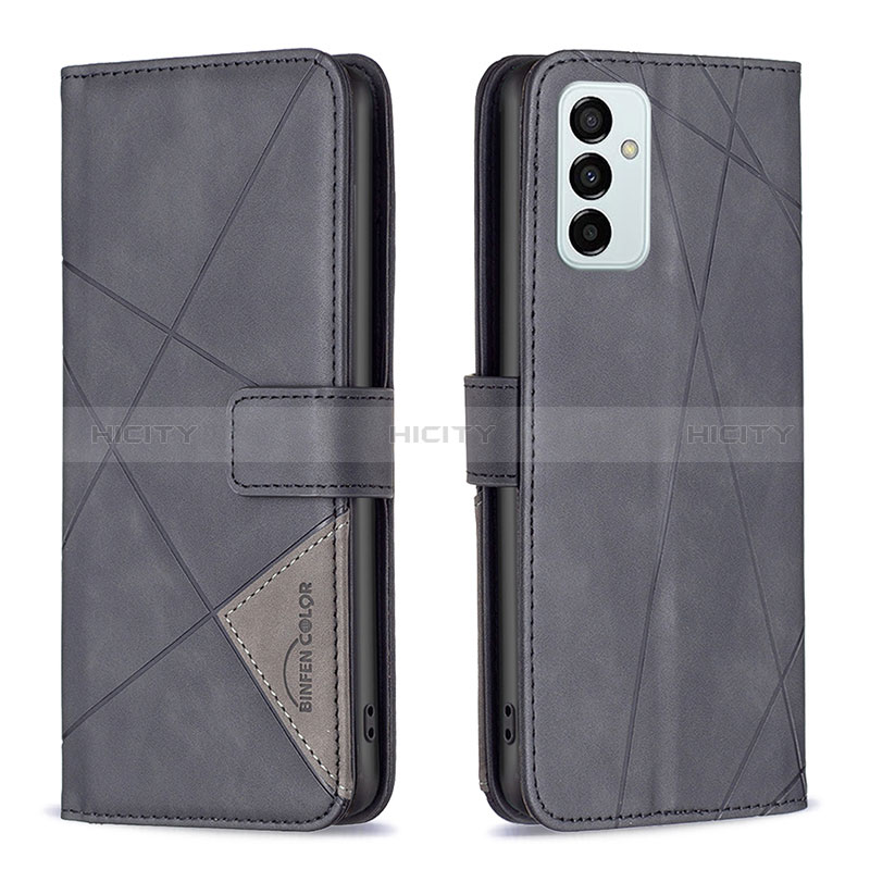 Leather Case Stands Flip Cover Holder B08F for Samsung Galaxy F23 5G Black