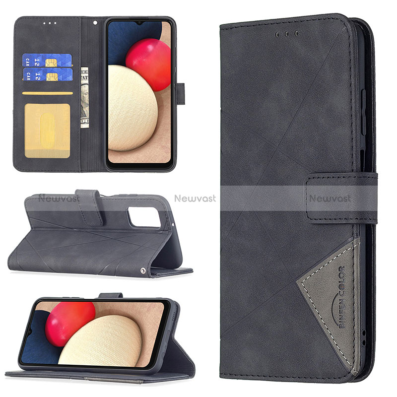 Leather Case Stands Flip Cover Holder B08F for Samsung Galaxy M02s