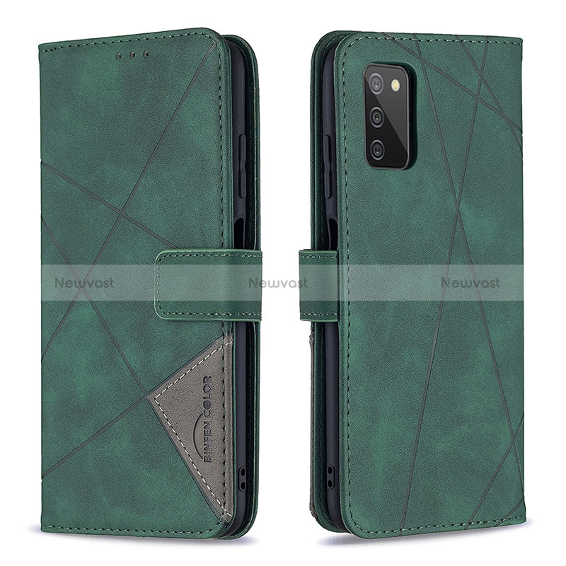 Leather Case Stands Flip Cover Holder B08F for Samsung Galaxy M02s Green