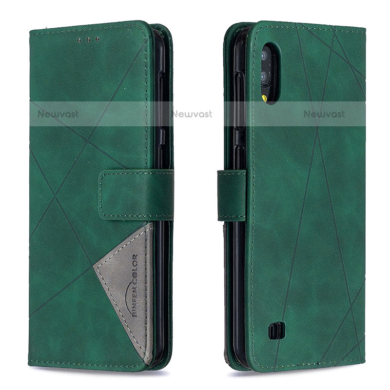 Leather Case Stands Flip Cover Holder B08F for Samsung Galaxy M10 Green