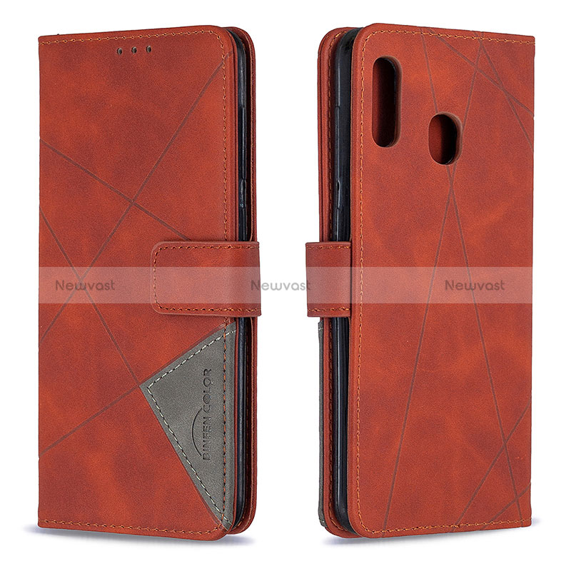 Leather Case Stands Flip Cover Holder B08F for Samsung Galaxy M10S Orange