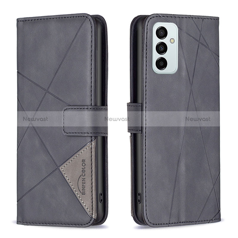 Leather Case Stands Flip Cover Holder B08F for Samsung Galaxy M23 5G Black