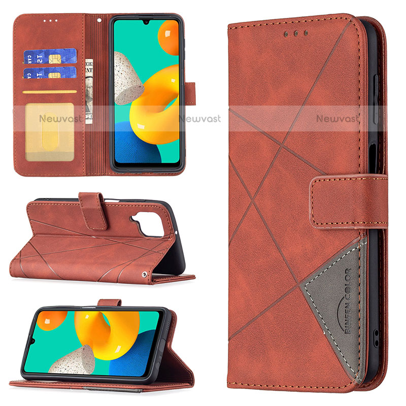 Leather Case Stands Flip Cover Holder B08F for Samsung Galaxy M32 4G