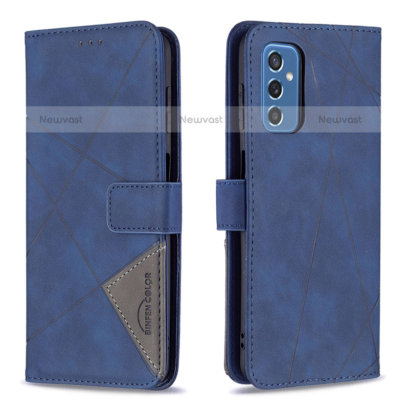 Leather Case Stands Flip Cover Holder B08F for Samsung Galaxy M52 5G Blue