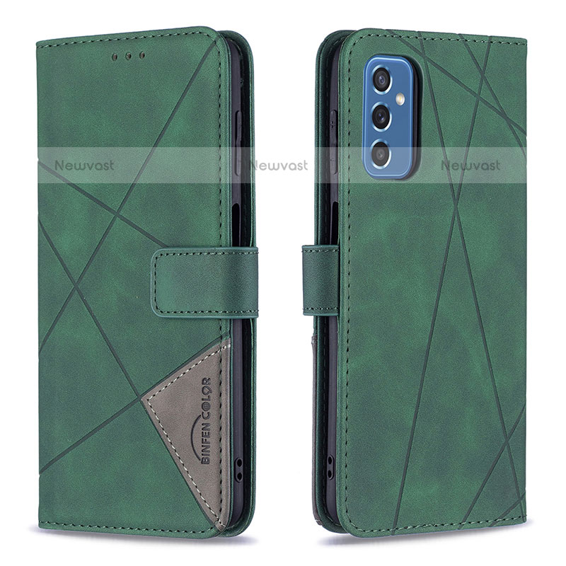 Leather Case Stands Flip Cover Holder B08F for Samsung Galaxy M52 5G Green