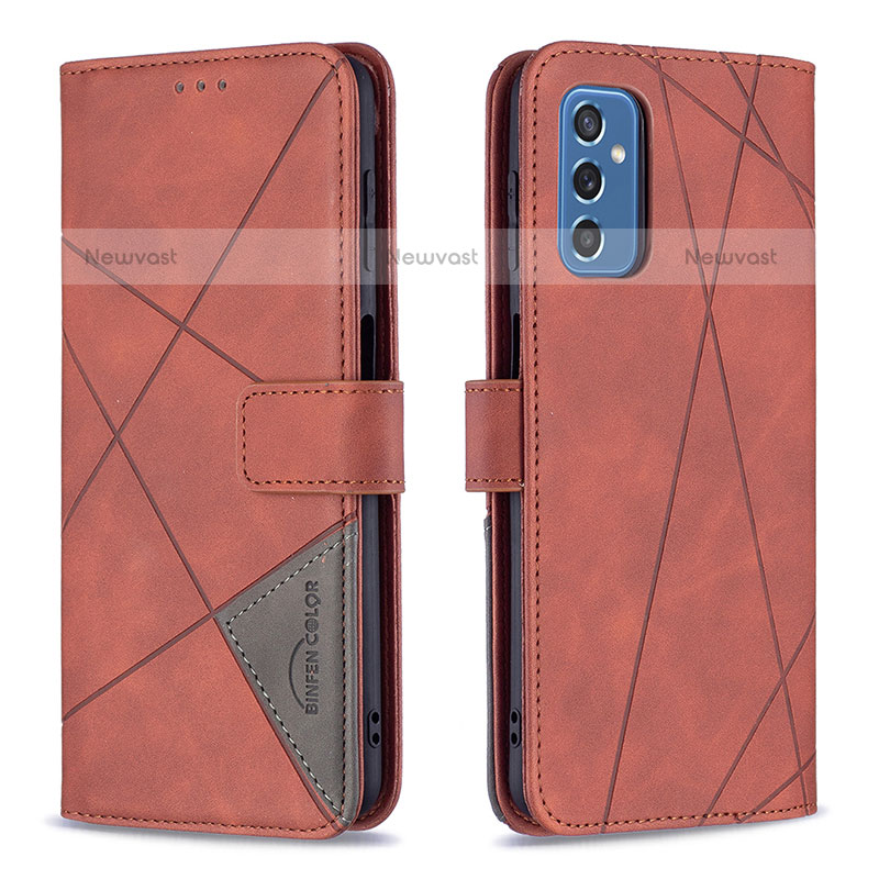 Leather Case Stands Flip Cover Holder B08F for Samsung Galaxy M52 5G Orange