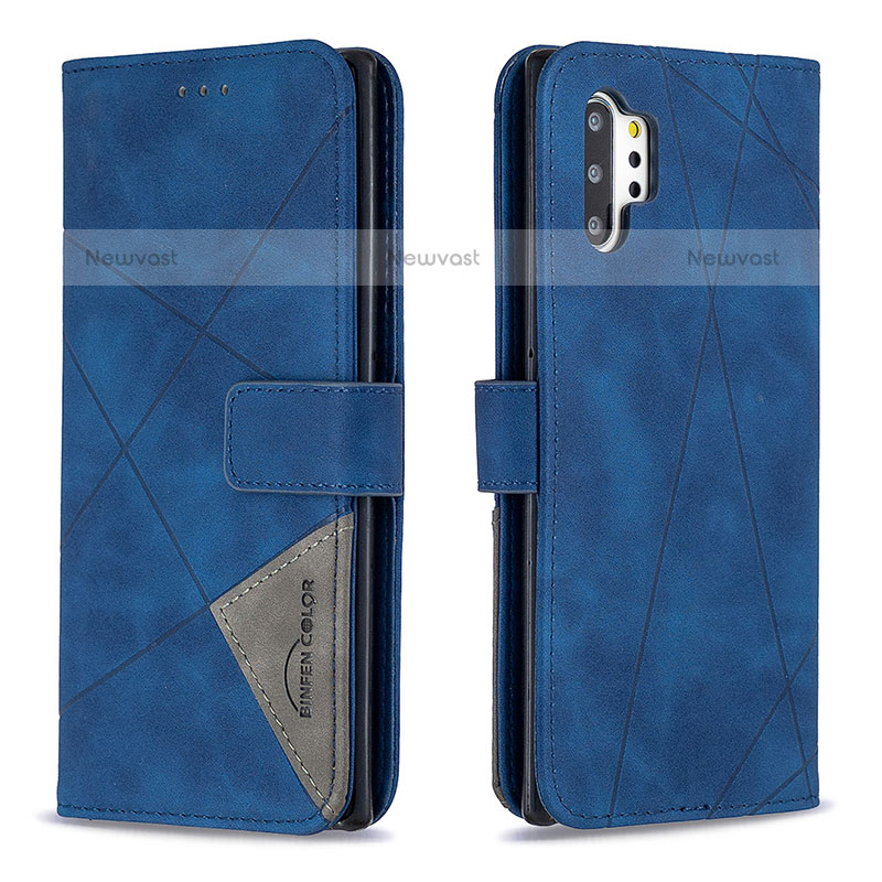 Leather Case Stands Flip Cover Holder B08F for Samsung Galaxy Note 10 Plus 5G Blue