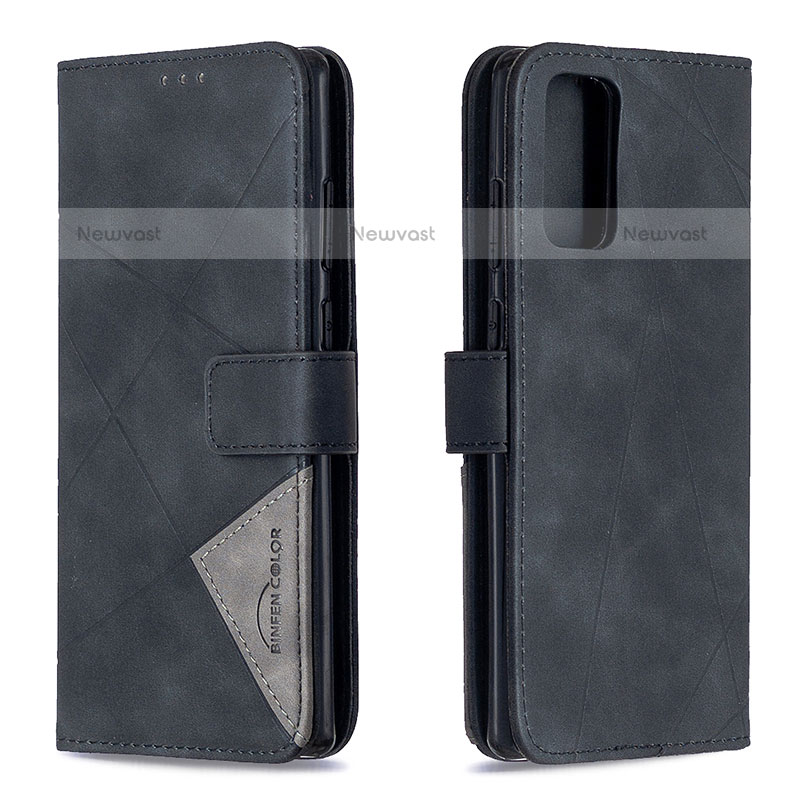 Leather Case Stands Flip Cover Holder B08F for Samsung Galaxy Note 20 5G Black