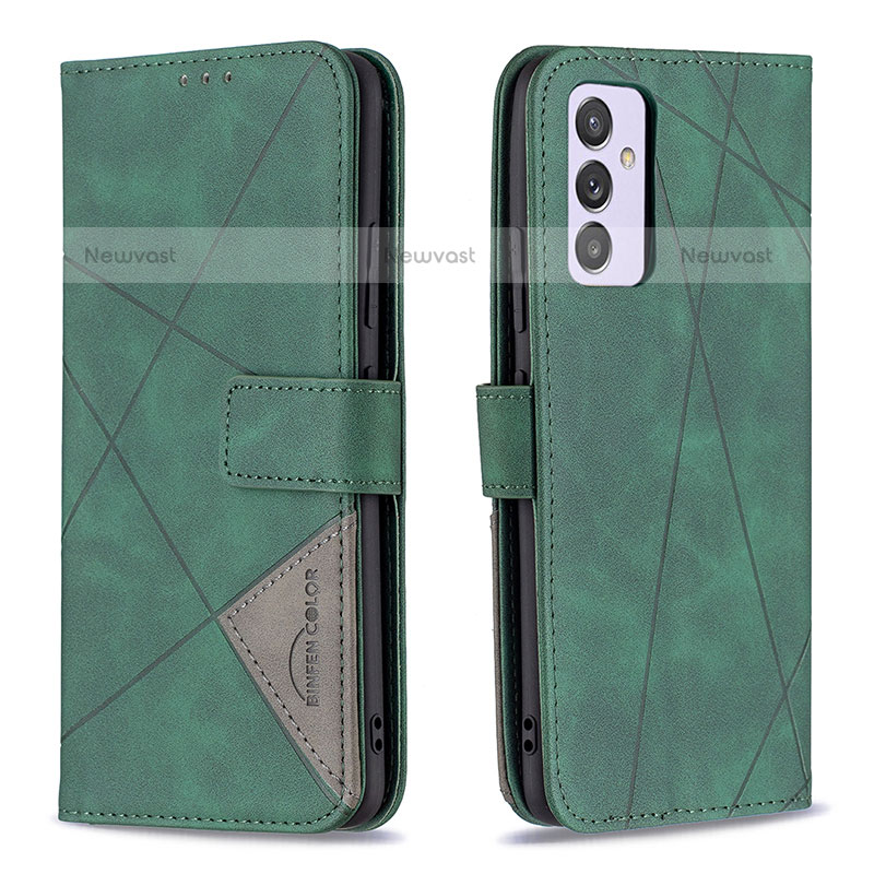 Leather Case Stands Flip Cover Holder B08F for Samsung Galaxy Quantum2 5G Green