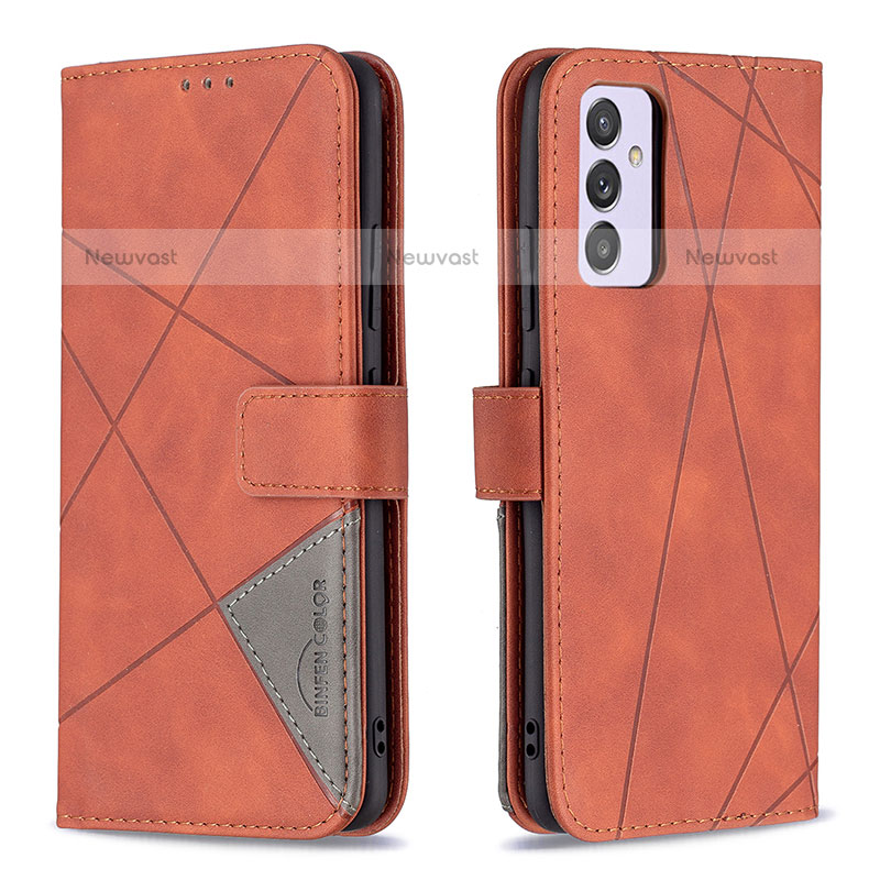 Leather Case Stands Flip Cover Holder B08F for Samsung Galaxy Quantum2 5G Orange