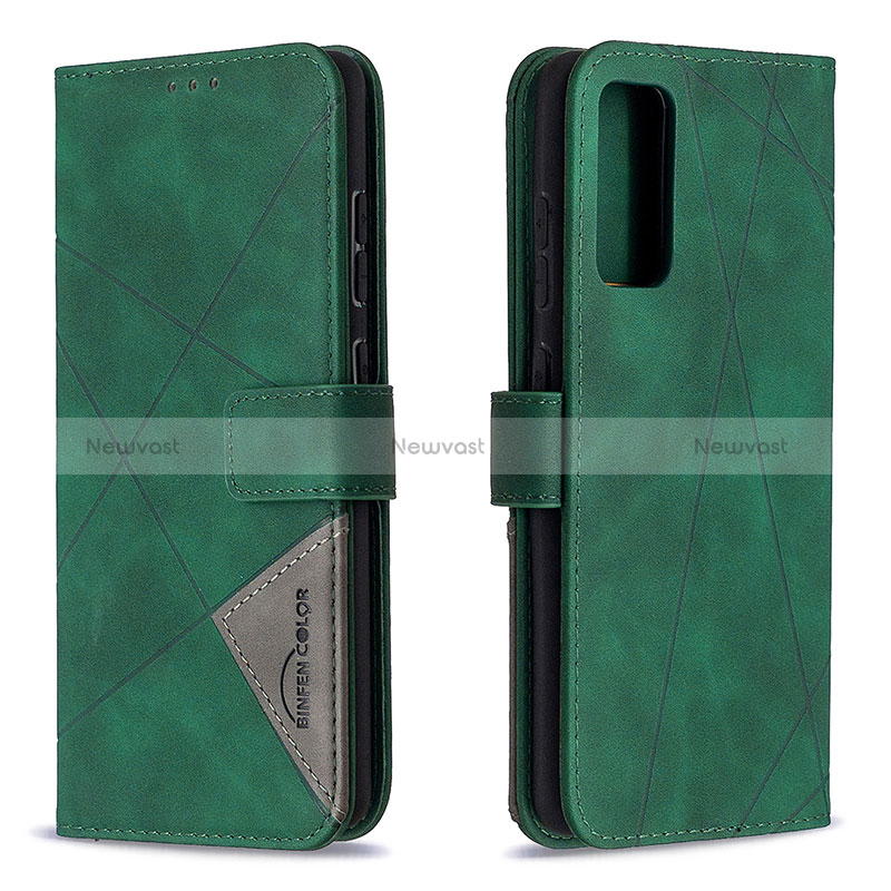 Leather Case Stands Flip Cover Holder B08F for Samsung Galaxy S20 FE (2022) 5G Green