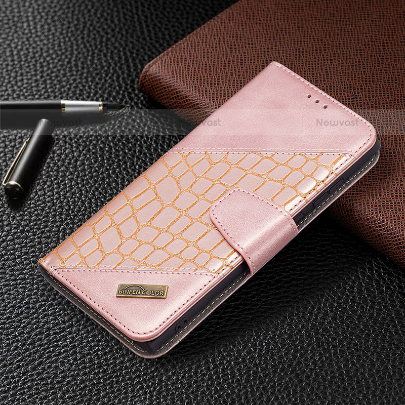 Leather Case Stands Flip Cover Holder B08F for Samsung Galaxy S21 Ultra 5G Pink