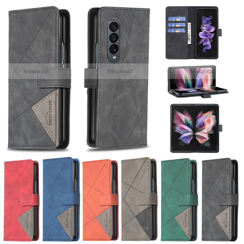 Leather Case Stands Flip Cover Holder B08F for Samsung Galaxy Z Fold3 5G