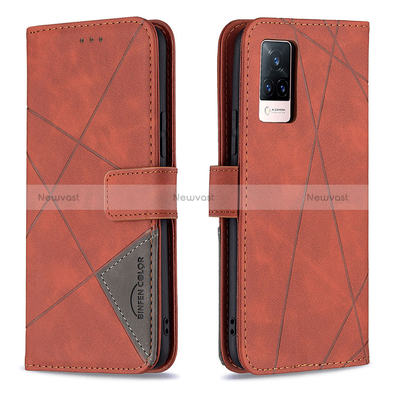 Leather Case Stands Flip Cover Holder B08F for Vivo V21 5G