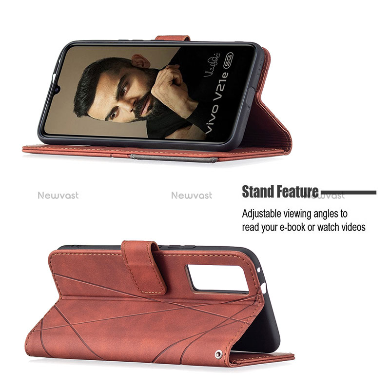 Leather Case Stands Flip Cover Holder B08F for Vivo V21e 5G