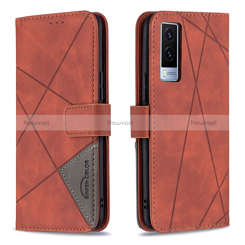 Leather Case Stands Flip Cover Holder B08F for Vivo V21e 5G