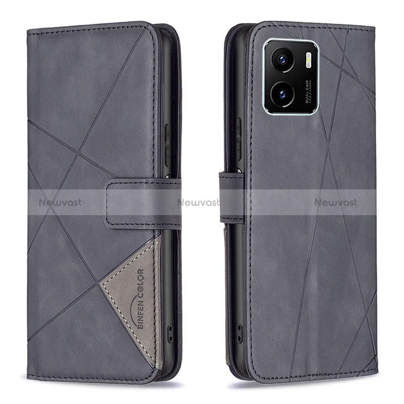 Leather Case Stands Flip Cover Holder B08F for Vivo Y10 t1 Black