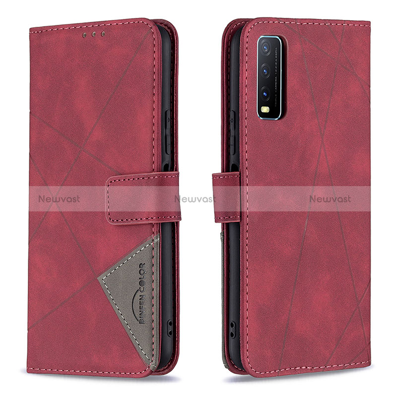 Leather Case Stands Flip Cover Holder B08F for Vivo Y11s