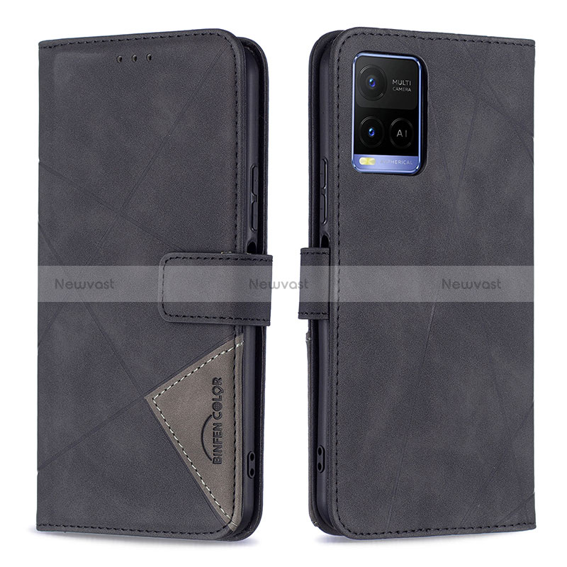 Leather Case Stands Flip Cover Holder B08F for Vivo Y21G