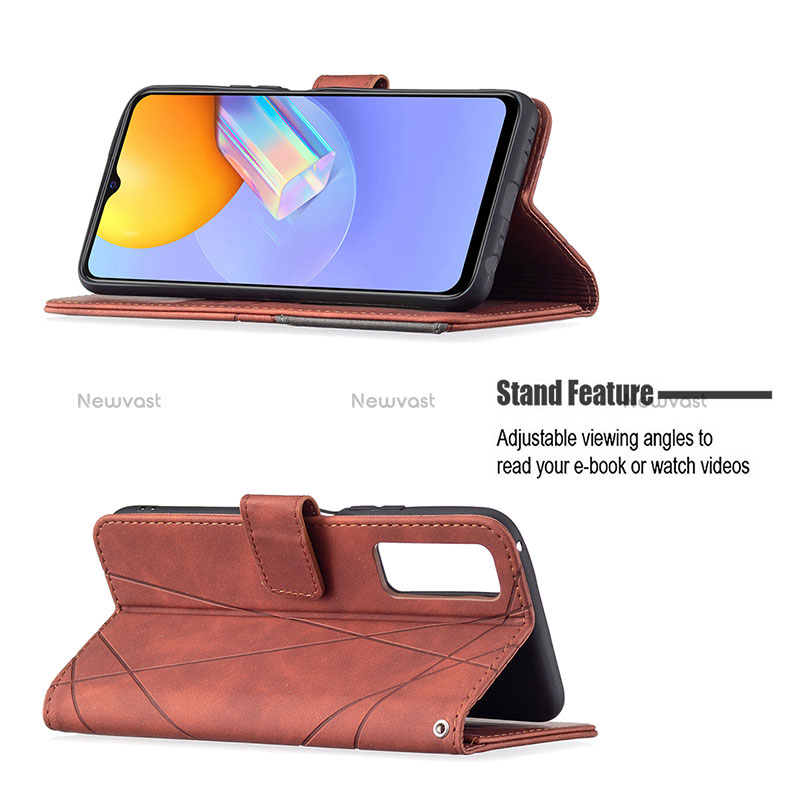 Leather Case Stands Flip Cover Holder B08F for Vivo Y31 (2021)