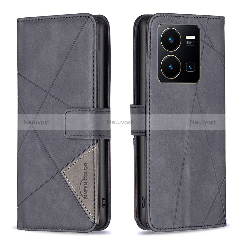 Leather Case Stands Flip Cover Holder B08F for Vivo Y35 4G