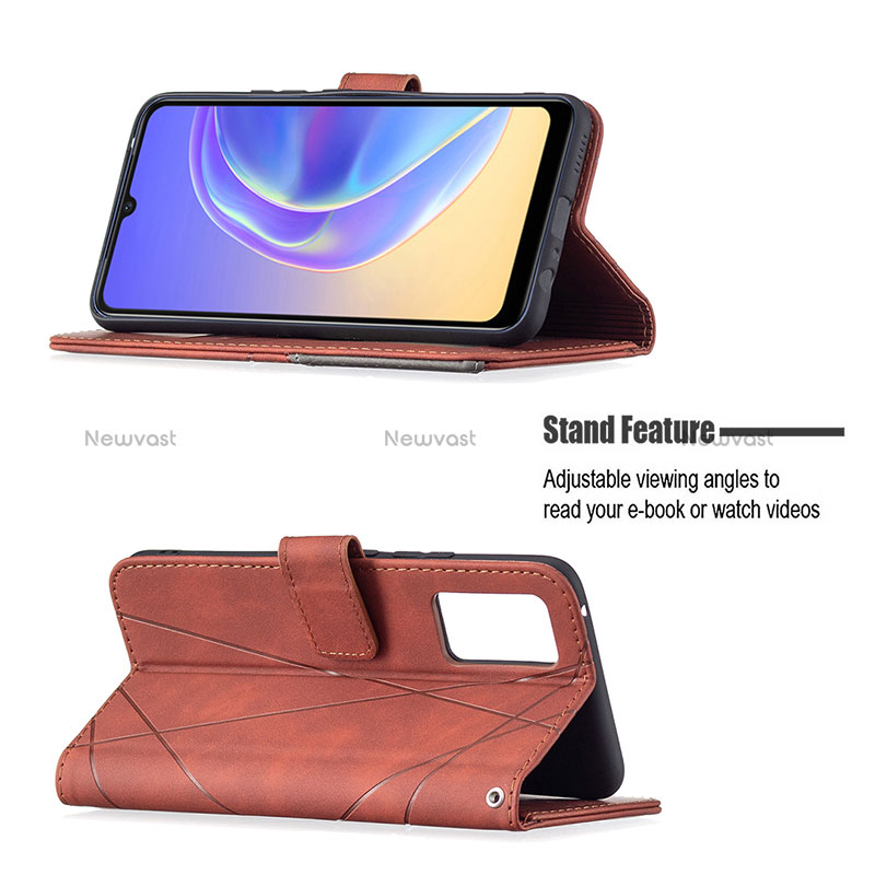 Leather Case Stands Flip Cover Holder B08F for Vivo Y73 (2021)