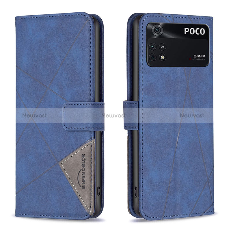 Leather Case Stands Flip Cover Holder B08F for Xiaomi Poco M4 Pro 4G