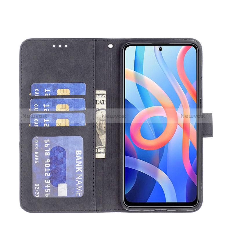 Leather Case Stands Flip Cover Holder B08F for Xiaomi Poco M4 Pro 5G