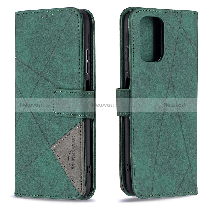 Leather Case Stands Flip Cover Holder B08F for Xiaomi Redmi Note 10 4G