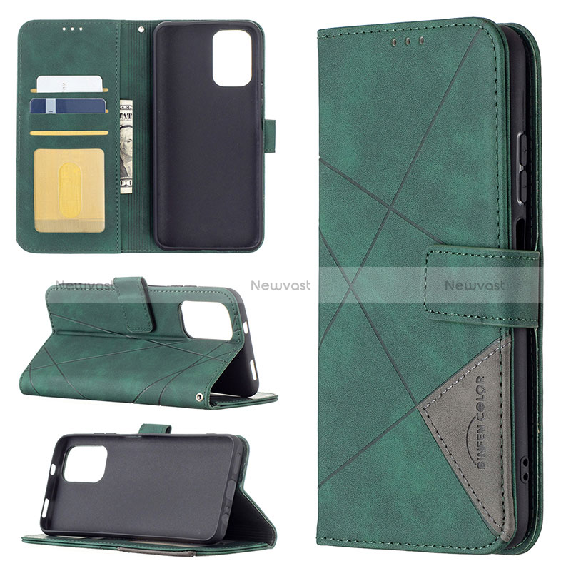 Leather Case Stands Flip Cover Holder B08F for Xiaomi Redmi Note 10 4G