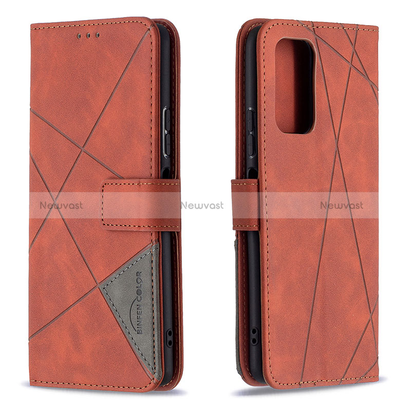 Leather Case Stands Flip Cover Holder B08F for Xiaomi Redmi Note 10 Pro 4G Orange