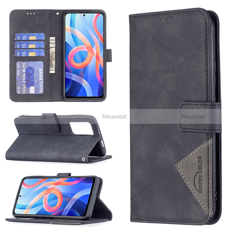 Leather Case Stands Flip Cover Holder B08F for Xiaomi Redmi Note 11 5G