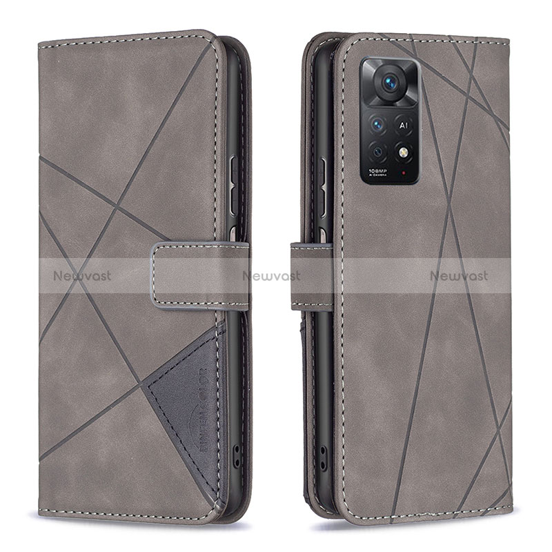 Leather Case Stands Flip Cover Holder B08F for Xiaomi Redmi Note 11 Pro 4G