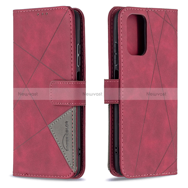 Leather Case Stands Flip Cover Holder B08F for Xiaomi Redmi Note 11 SE India 4G Red